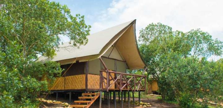 Voyage sur-mesure, Ecolodge standard au bord du canal de Kazinga